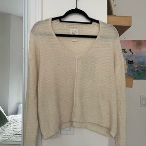 Billabong Cream V-Neck Sweater with Textured Weave